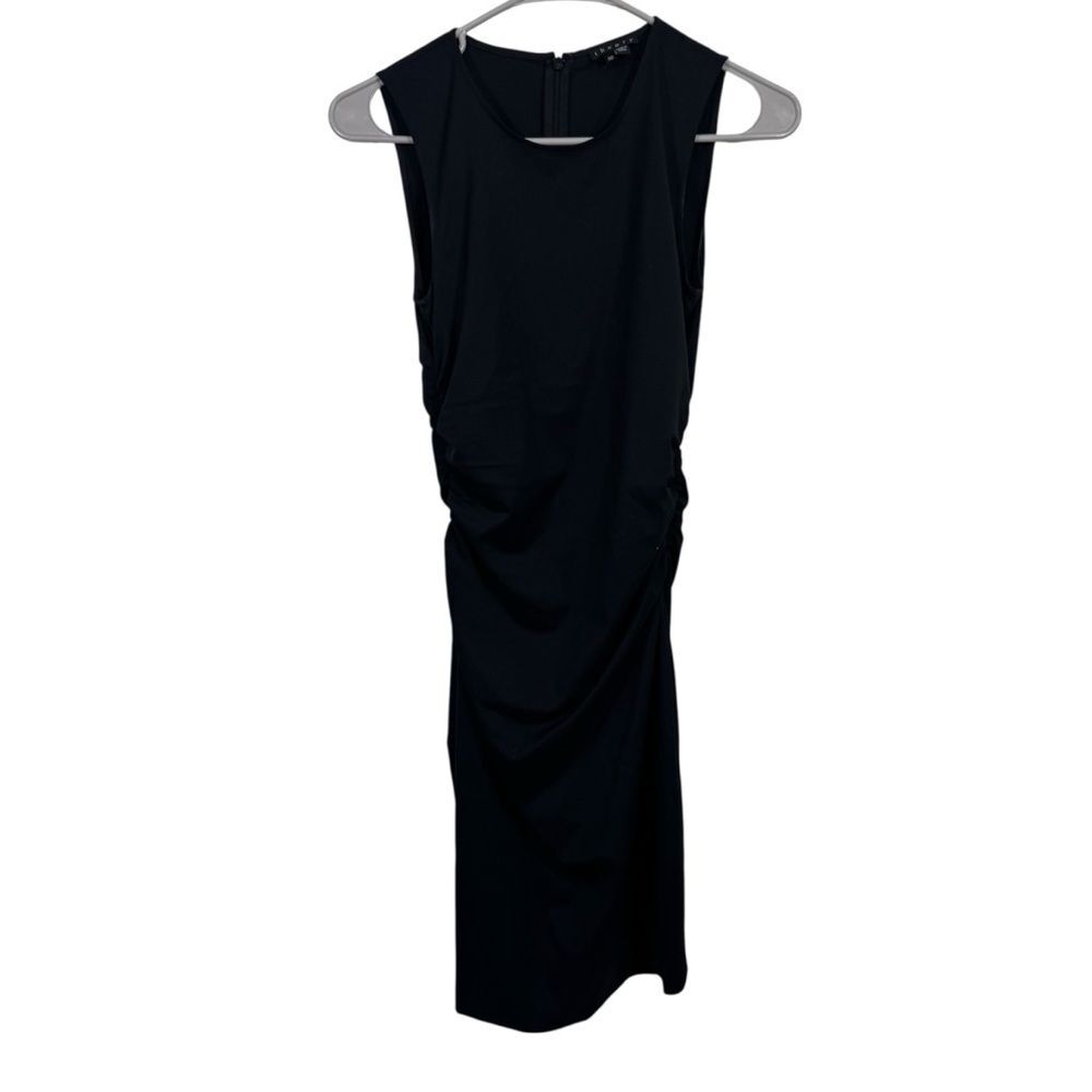 Theory Black Virgin Wool Sleeveless Midi Length Sheath Dress